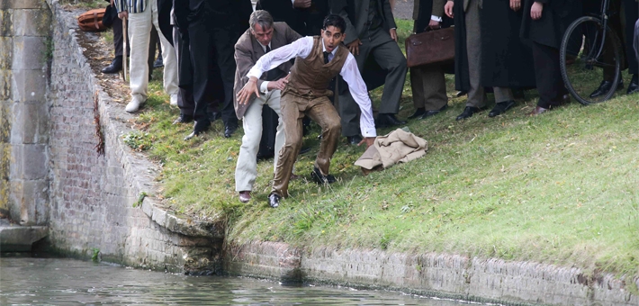 Dev Patel & Jeremy Irons at Trinity College in Cambridge